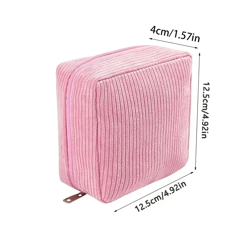 nouvelle trousse de maquillage en velours côtelé, pochette de rangement portable de grande capacité pour cosmétiques, pièces de monnaie et serviettes hygiéniques