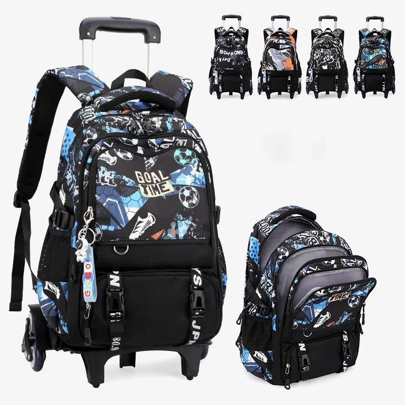 Sacs d'école à roulettes sacs à dos scolaires pour garçons sac à roulettes sac d'école orthopédique étanche sac à dos à roulettes étudiant