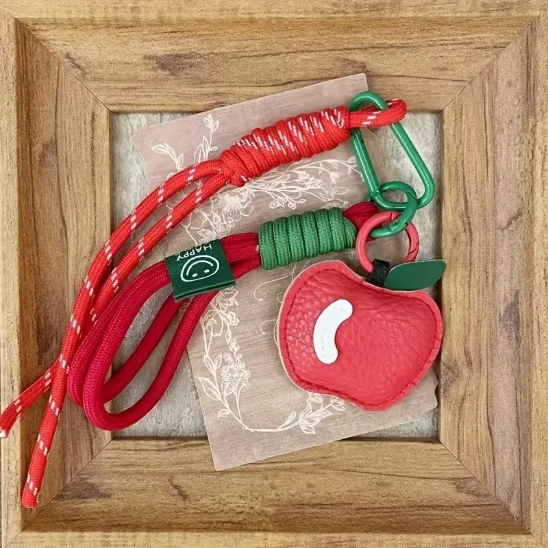 porte-clés pomme en cuir pu, pendentif pour sac à dos, accessoires de mode pour la décoration de sacs