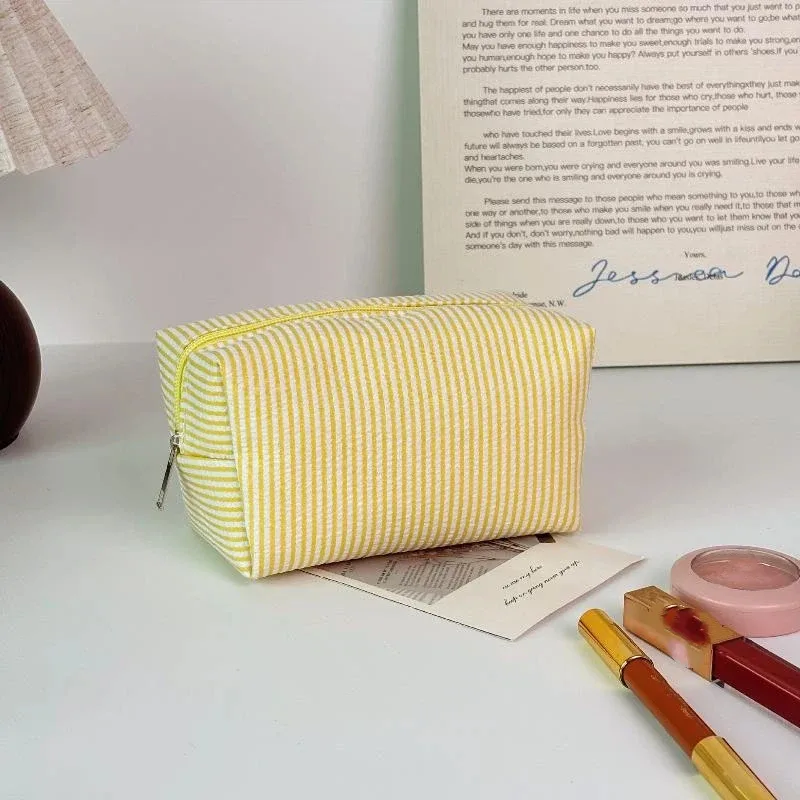sacs cosmétiques rayés tendance pour femmes, sacs de rangement pour maquillage, sacs de voyage avec fermeture éclair pour femmes