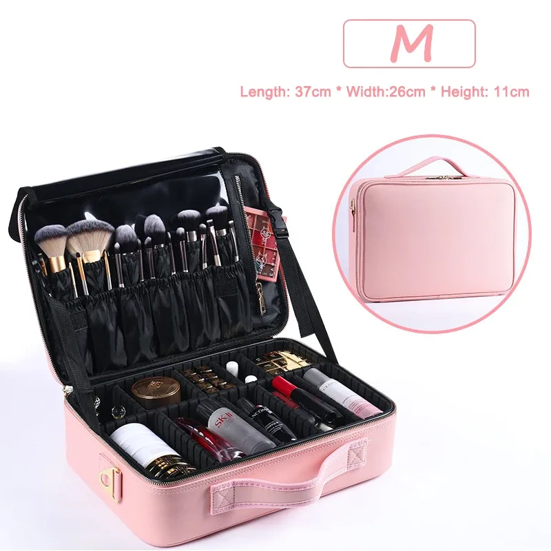 trousse à cosmétiques professionnelle pour femme, sacs à cosmétiques en cuir, oxford imperméable, grande capacité, étui de maquillage de voyage pour maquilleuse