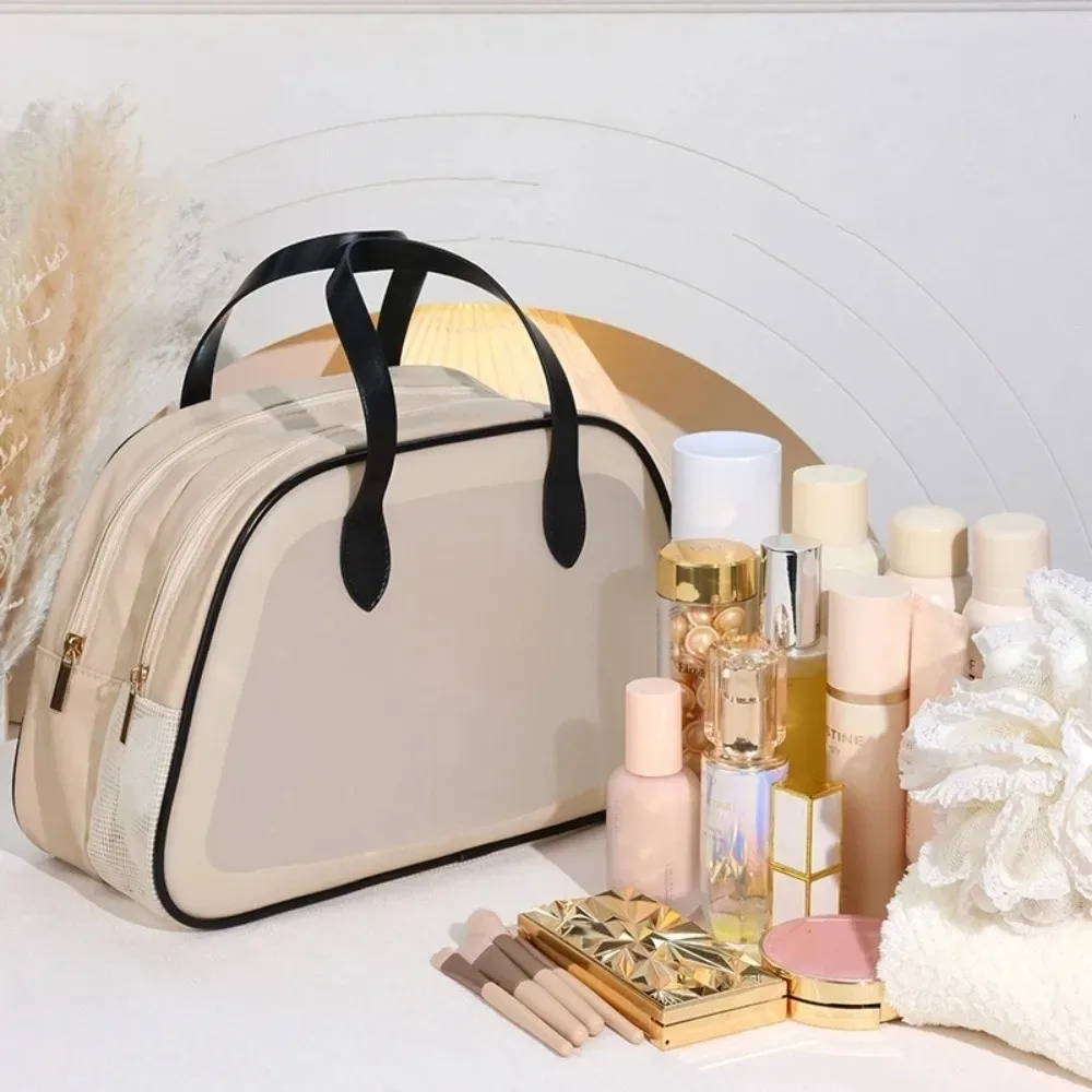sac de toilette imperméable pour la natation et les voyages, double couche, grande capacité, sac cosmétique multifonctionnel en pvc, sac de rangement pour maquillage pour femmes