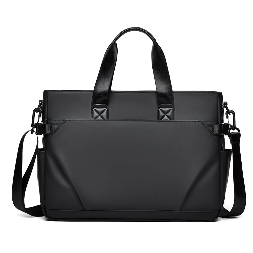porte-documents noir étanche pour hommes, sac à main de grande capacité, polyvalent pour les déplacements professionnels, sac pour ordinateur portable, sac à bandoulière minimaliste quotidien