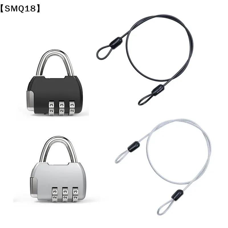 câble en acier de sécurité avec cadenas à combinaison à 3 chiffres, câble de sécurité recouvert de 1 m, double boucle, pour bagages et valises【smq】