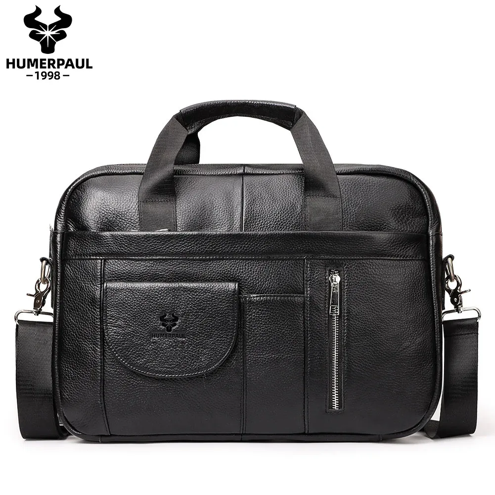 humerpaul sac porte-documents pour homme couche supérieure en cuir fabriqué à la main pour ordinateur portable avec plusieurs compartiments messager d'épaule d'affaires