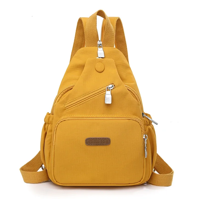 sac de poitrine en nylon imperméable pour femmes, sac à dos à bandoulière à la mode, sac à bandoulière de voyage léger à poche pour un usage quotidien