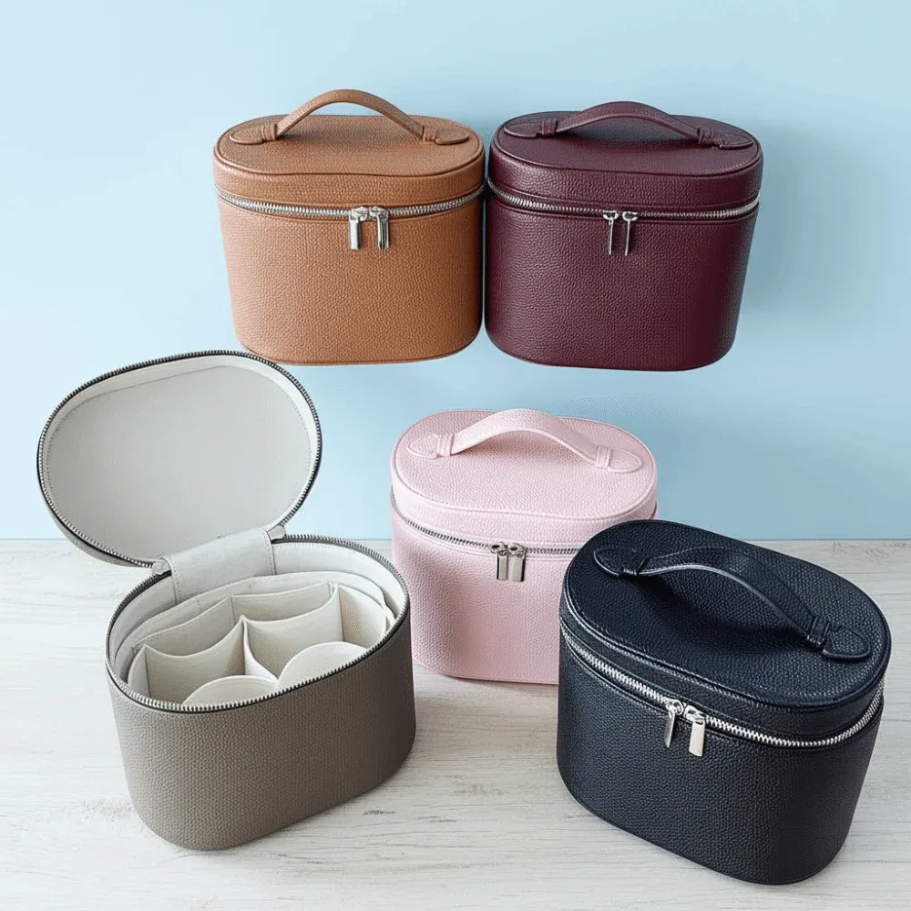 Boîte à cosmétiques de grande capacité, sac de maquillage étanche en cuir PU, fermeture à glissière, boîte de rangement interne, sac organisateur de voyage