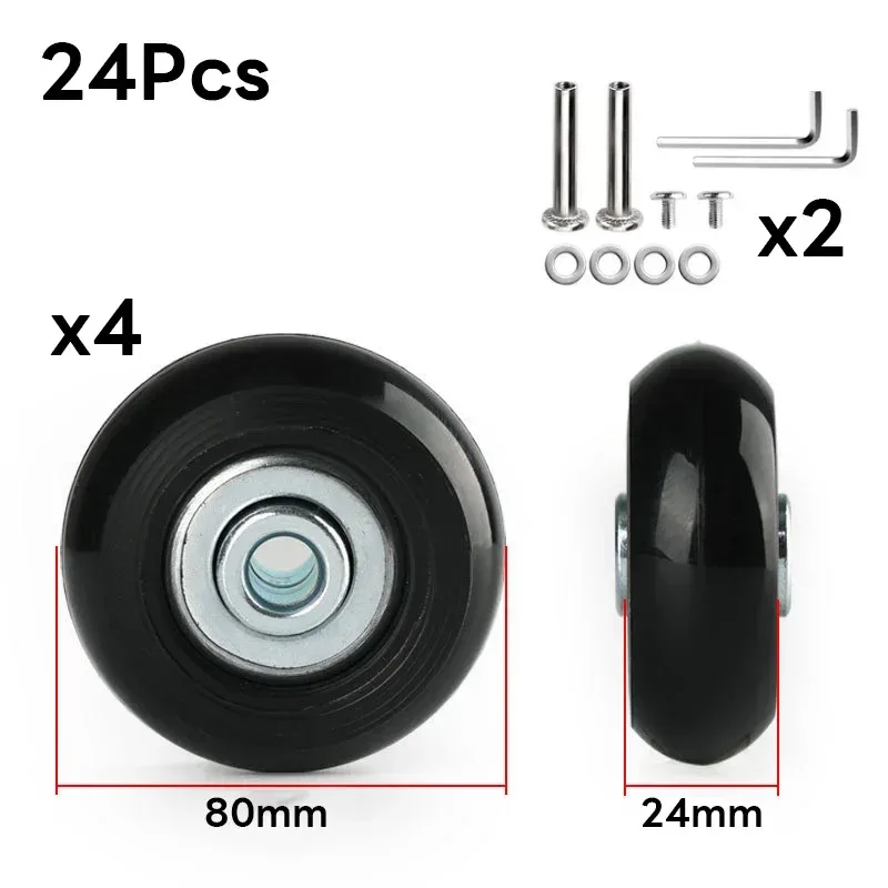 kit de réparation de pièces de valise, essieux de remplacement, roues de bagage de voyage silencieuses, roulettes, dia40 mm, 50mm, 60mm, 12 pièces, 24 pièces par ensemble