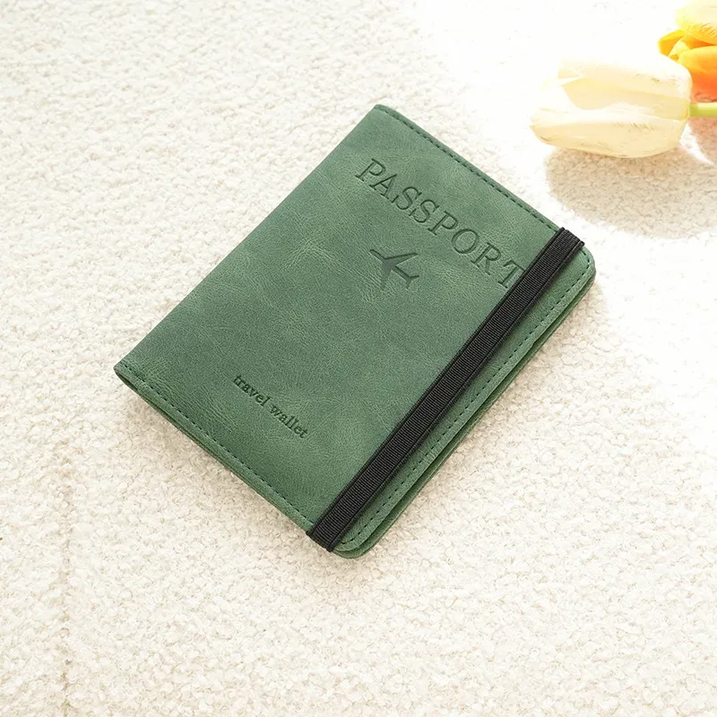 pochette de voyage rfid anti-électronique 2026, étui en cuir pu simple et élégant, porte-documents multifonctionnel, portefeuille de voyage