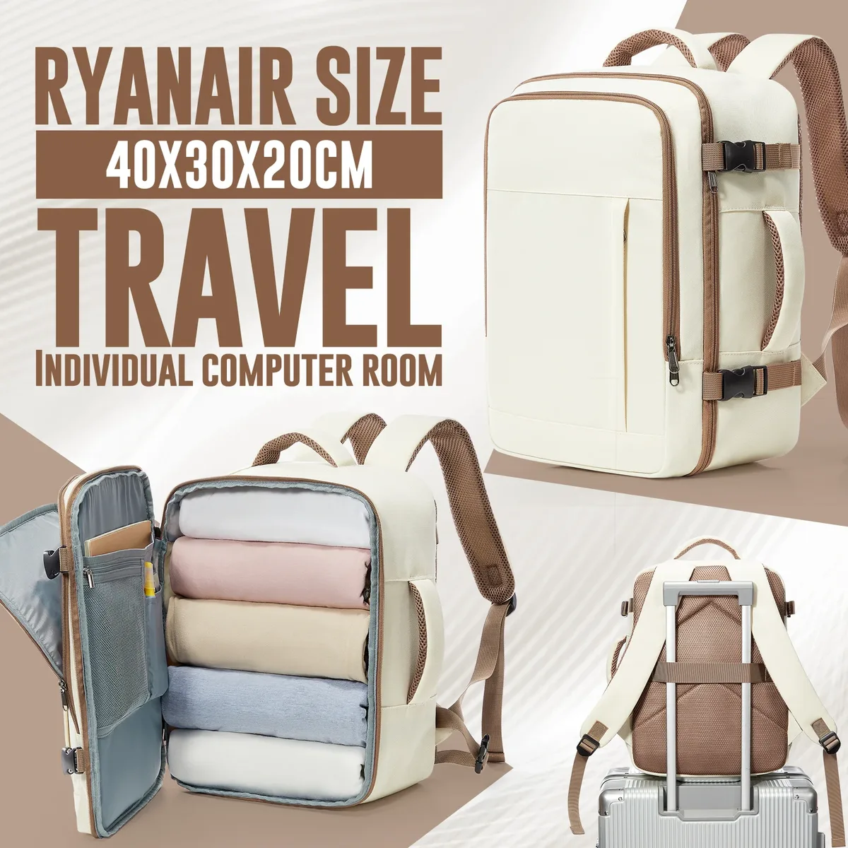 nouveau wizair ryanair 40x30x20 sac à dos de voyage bagage à main sac de cabine affaires courtes distance 15.6 ''sac à dos pour ordinateur portable pour hommes femmes