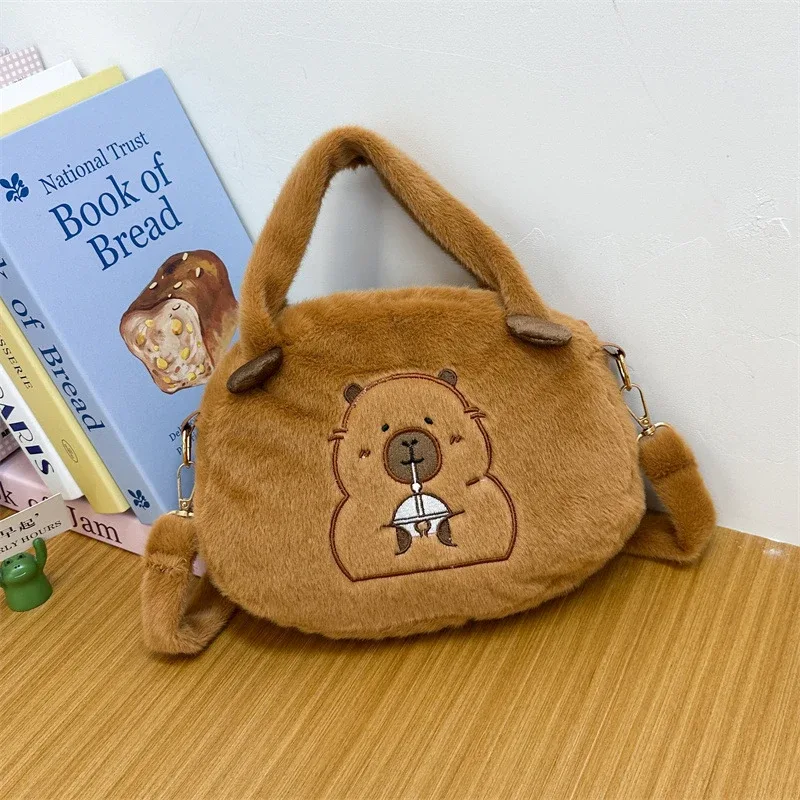 sac à dos en peluche capybara kawaii pour femme, sac fourre-tout drôle de dessin animé, grande capacité, cadeau pour enfants, polyvalent, nouveau