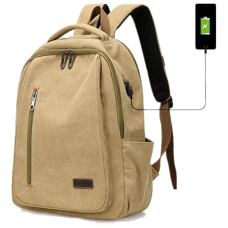 Sac à dos en toile pour homme, simple et décontracté, unisexe, pour les voyages, sac d'école, grande capacité, sac à dos pour ordinateur portable