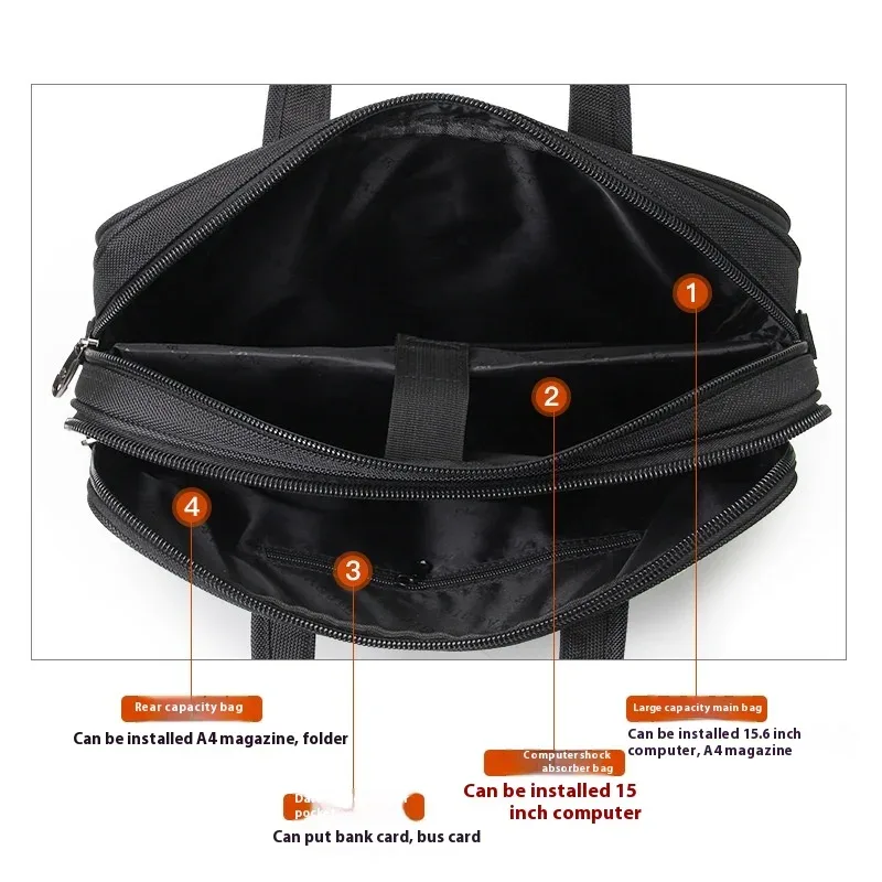 porte-documents en toile imperméable pour hommes d'affaires, grande capacité, sac pour ordinateur portable de 15.6 pouces, sac de travail, sacs d'affaires, sac de bureau officiel