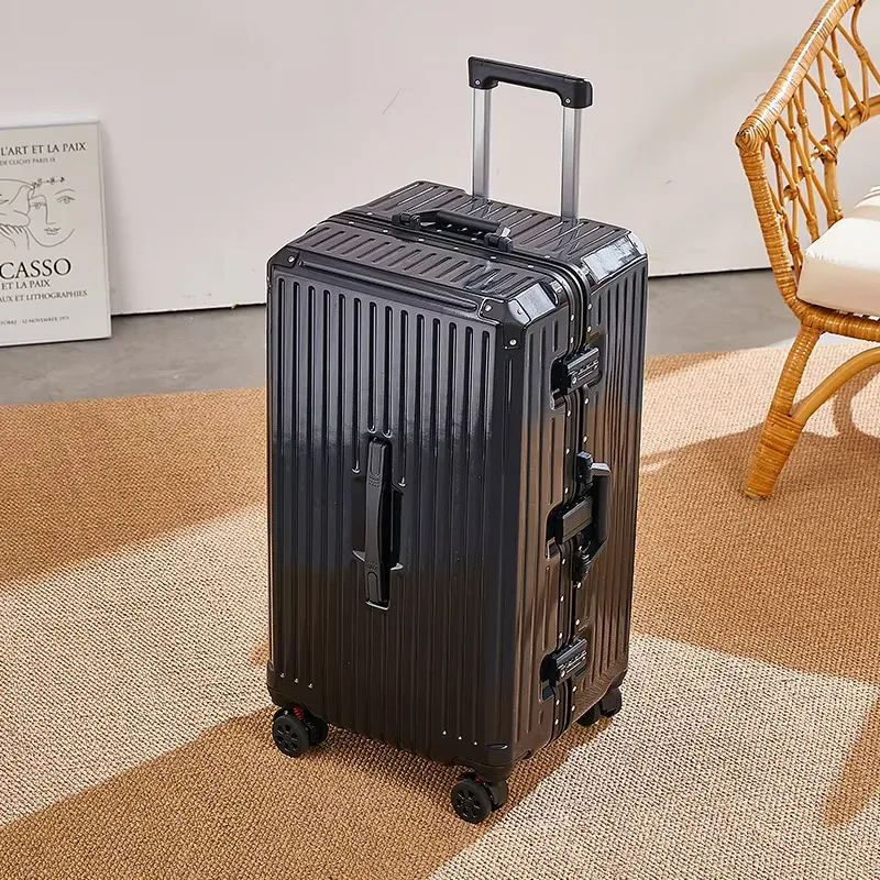 klqdzms valise d'embarquement à cadre en aluminium pour bagages roulants 20 "22" 24 "26" 28 pouces boîtier de chariot de grande capacité abs + valise de cabine pc