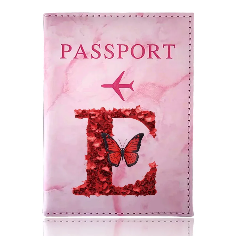 étui de passeport imprimé série rose rouge, porte-passeport, accessoires de voyage, housse de protection pour avion