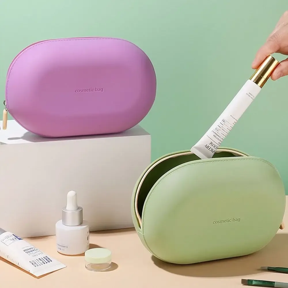 sac à cosmétiques portable en silicone de grande capacité, sac de rangement de voyage étanche à fermeture éclair, porte-monnaie souple anti-poussière, petit article