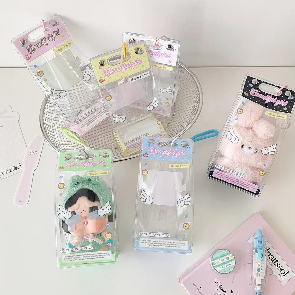 sac de rangement transparent pour poupée avec ailes d'ange, sac à bandoulière mignon pour fille, sac de présentation pour figurines décoratives, accessoires et cadeaux