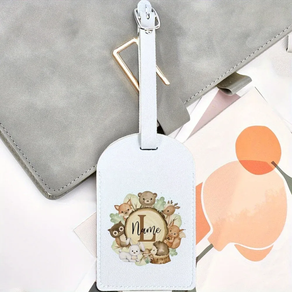 étiquette de bagage personnalisée avec nom - imprimé animal sauvage personnalisé (nom/numéro/iniciales) - identifiant de valise durable pour sacs de voyage