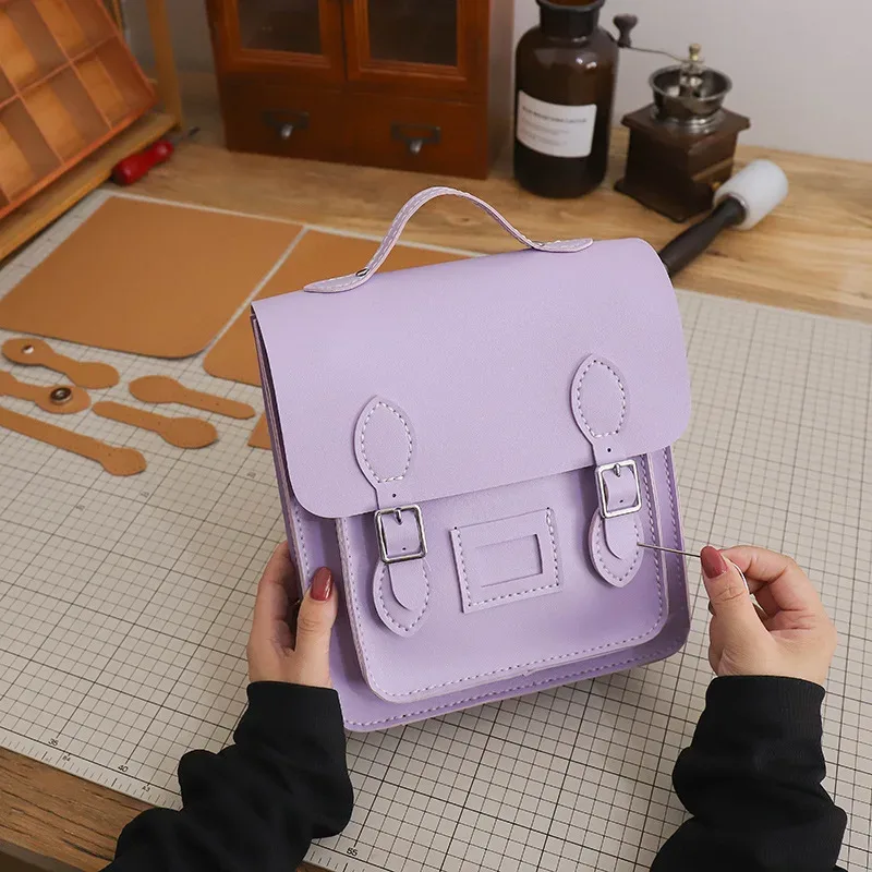 sac à dos rétro fait à la main, sacoche cousue à la main, matériel de bricolage personnalisé, sac tissé cambridge de grande capacité