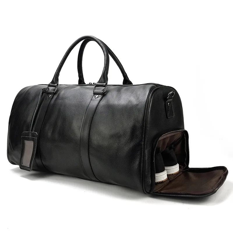 sacs de voyage en peau de vache naturelle, sac de nuit imperméable en cuir pour hommes, sac à main pour bagages d'avion, sac de week-end pour hommes d'affaires 55cm