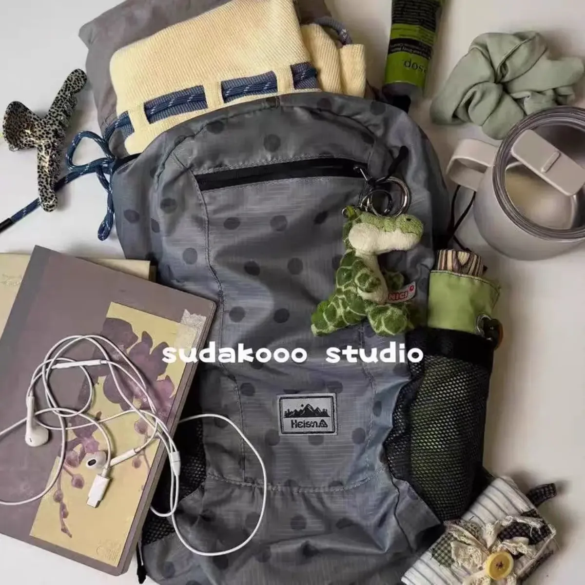 sac à dos en nylon à pois 2026, nouveau sac à dos ultraléger d'été grande capacité, sac à dos coréen tendance