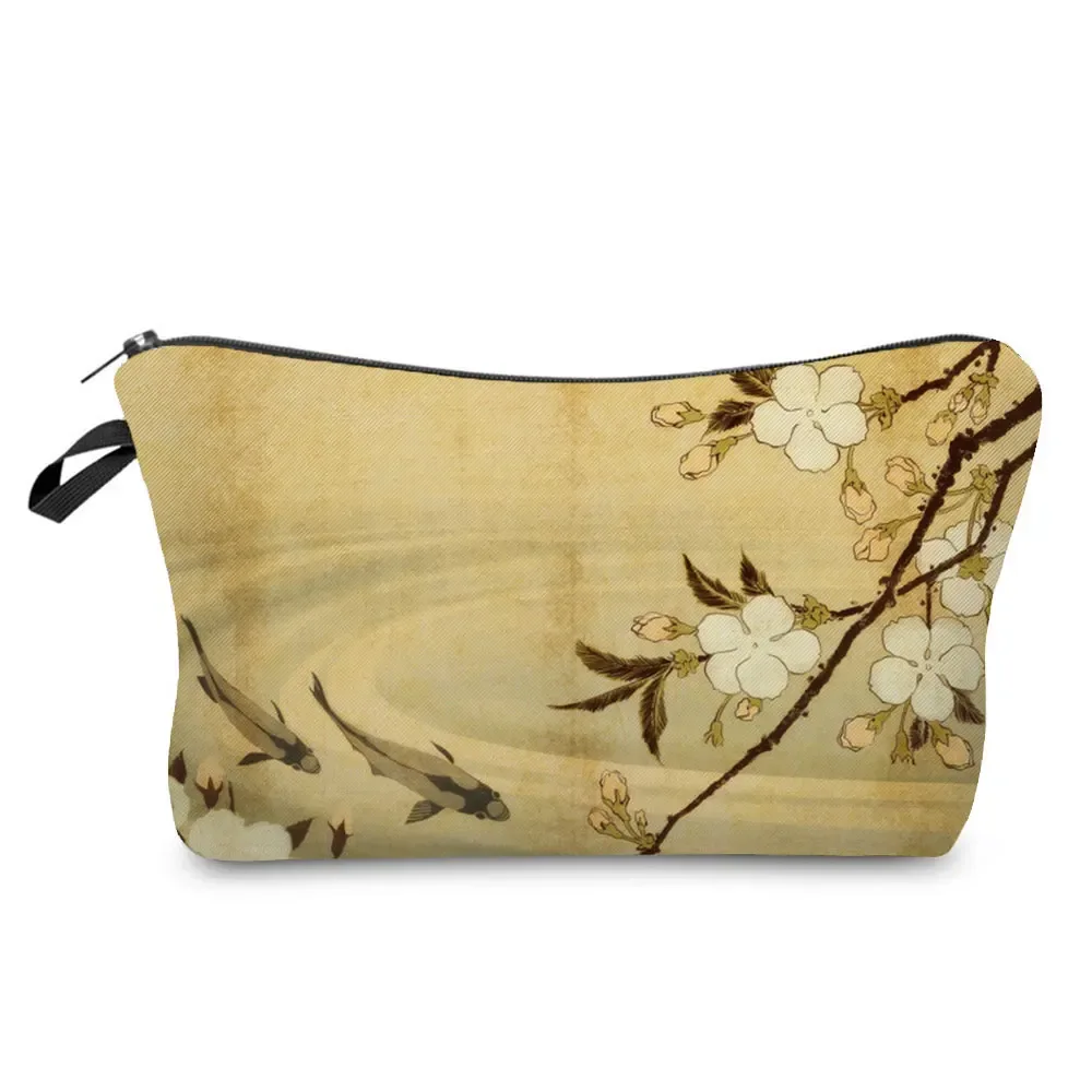 ukiyoe – mini trousse de maquillage pour femmes, design japonais, grue de styliste, trousse de toilette de voyage de plage, trousse à cosmétiques écologique réutilisable