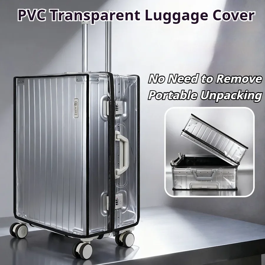 protecteur de valise transparent en pvc imperméable, housse anti-poussière résistante à l'usure pour bagages à roulettes de 20 à 28 pouces