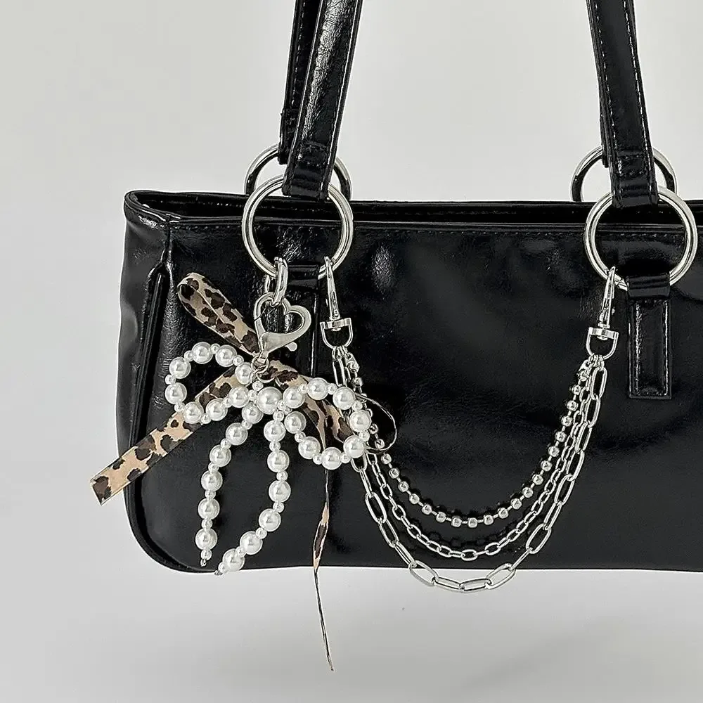 y2k – sangle de chaîne étoile en métal pour sacs, chaîne multicouche pour sac à main, poignées de bricolage, pendentif nœud papillon en perles, accessoire de chaîne de sac à bandoulière
