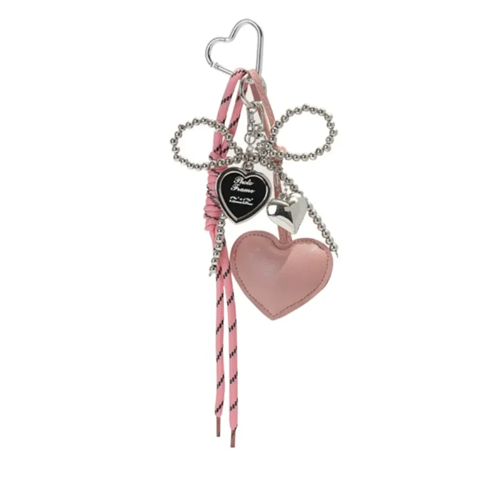porte-clés créatif en cuir brcorporelle avec nministériels d en perles, long pompon, amour, cœur, pendentif pour sac à dos, breloques faites à la main, cadeau décoratif, y2k