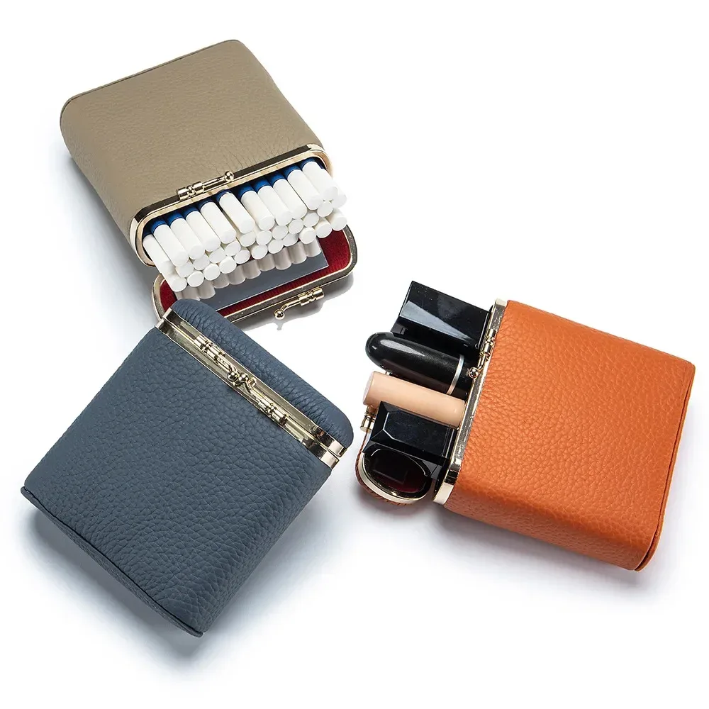 mini trousse de maquillage portable en cuir simple pour femmes, rangement miroir, usage personnel, petits étuis à rouge à lèvres, sacs à cosmétiques