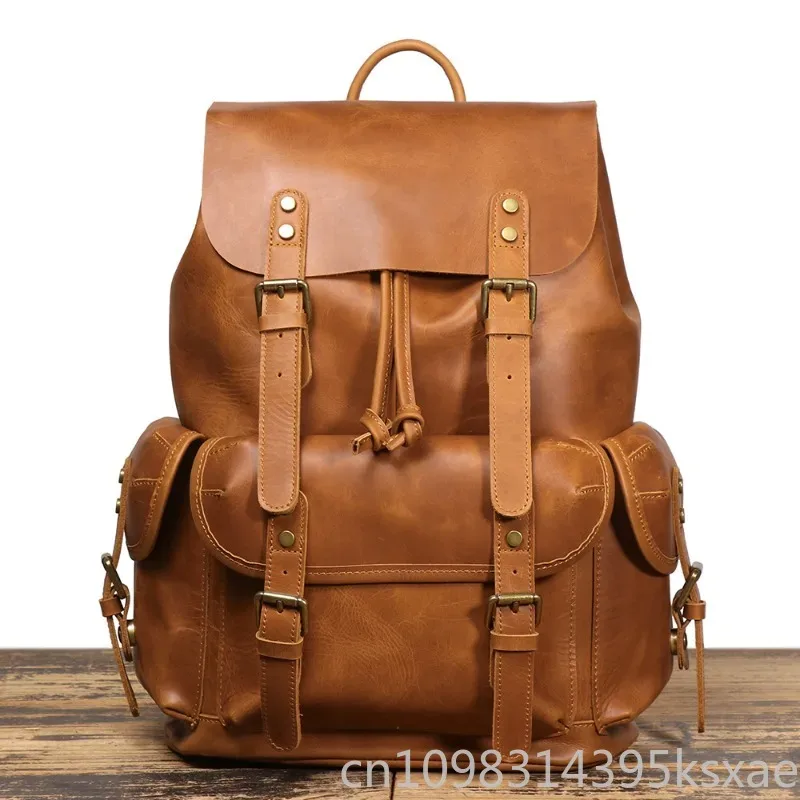 sac à dos vintage en cuir de vache véritable fait main pour homme, voyage, école, collège, décontracté, rétro, élégant, unique