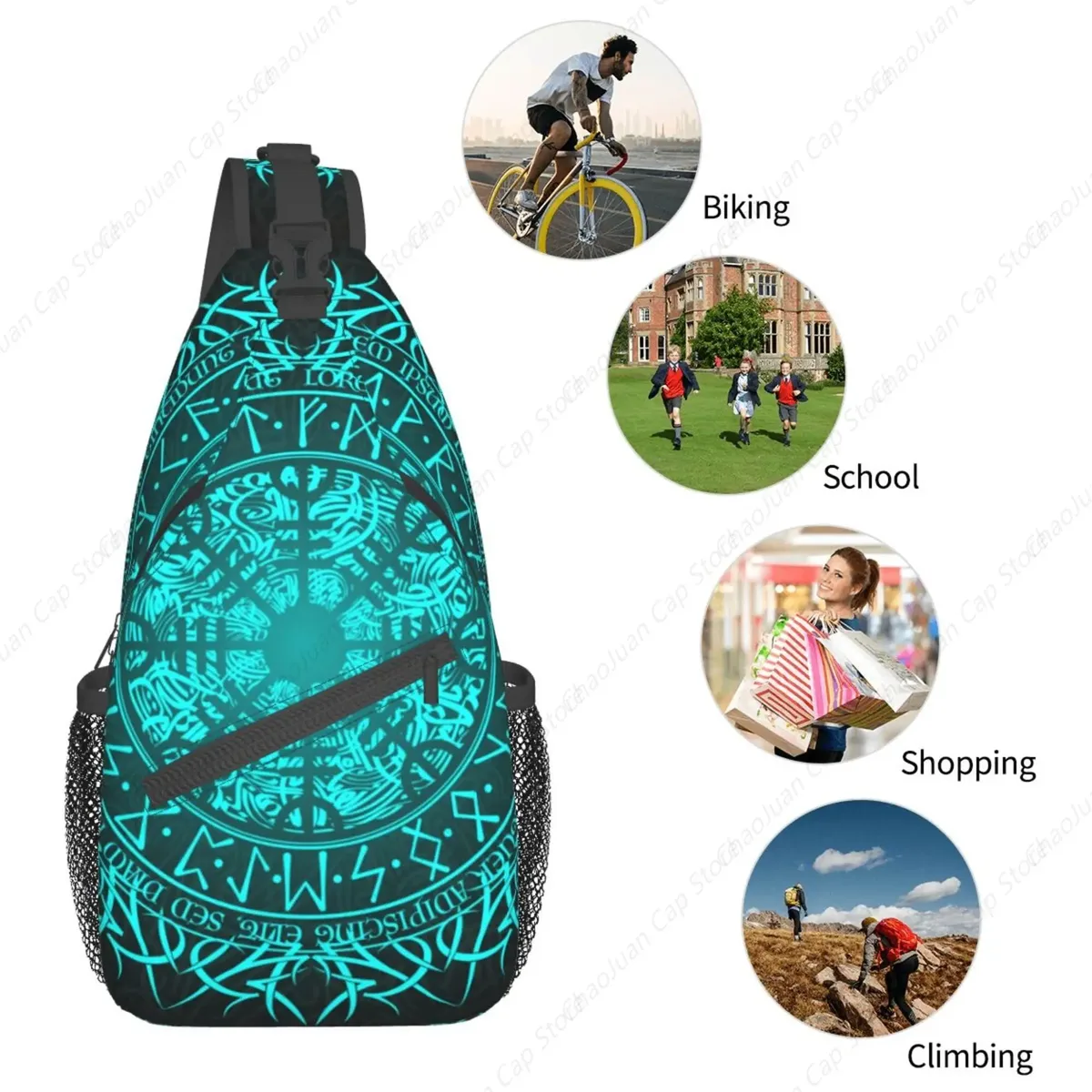 bleu viking végétarien boussole fronde sac à dos sac pour femmes hommes poitrine sac à dos sac à dos à bandoulière pour voyage sport