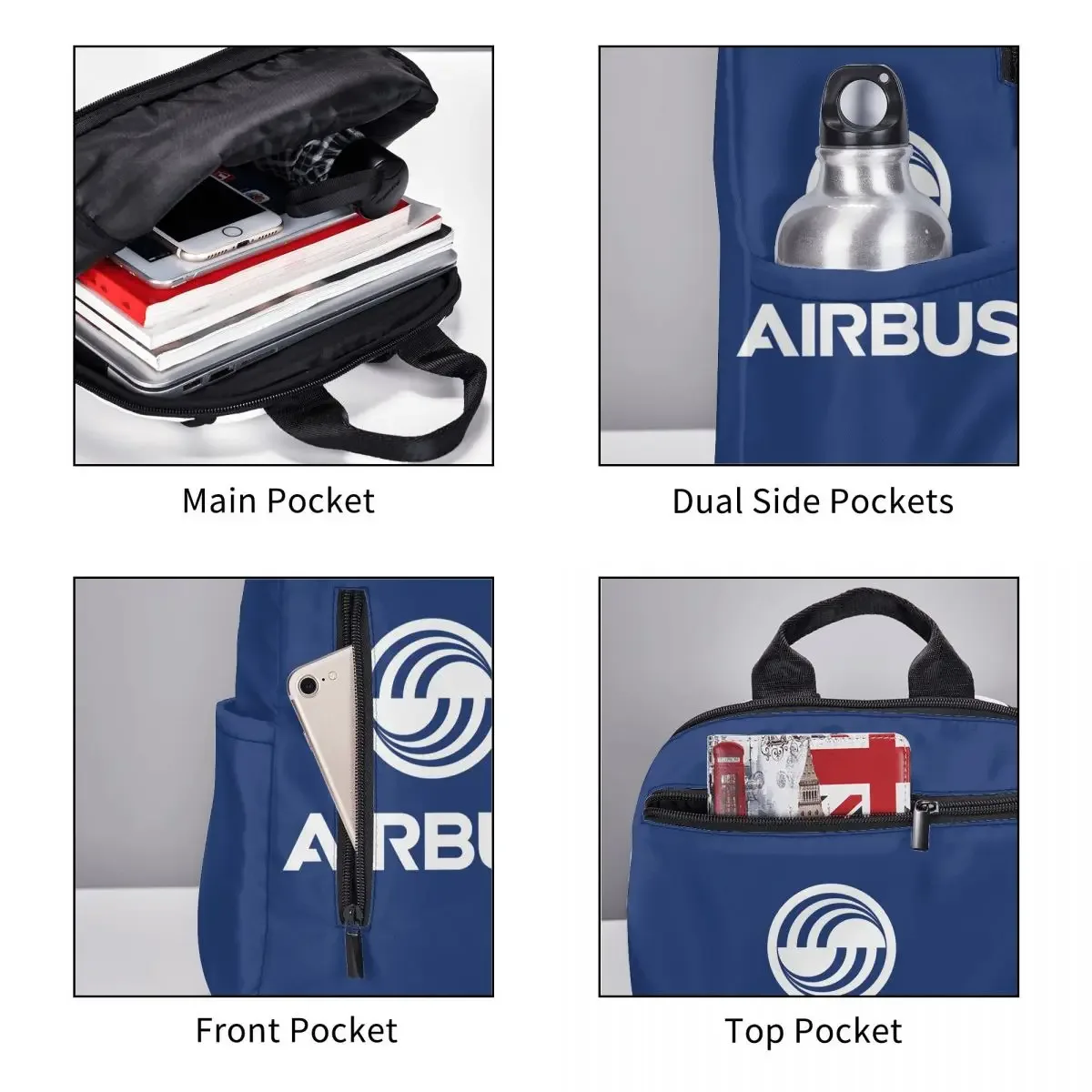sac à dos avec logo airbus, sac à dos de grande capacité pour garçons et filles, sac d'école, sacs à bandoulière pour hommes et femmes