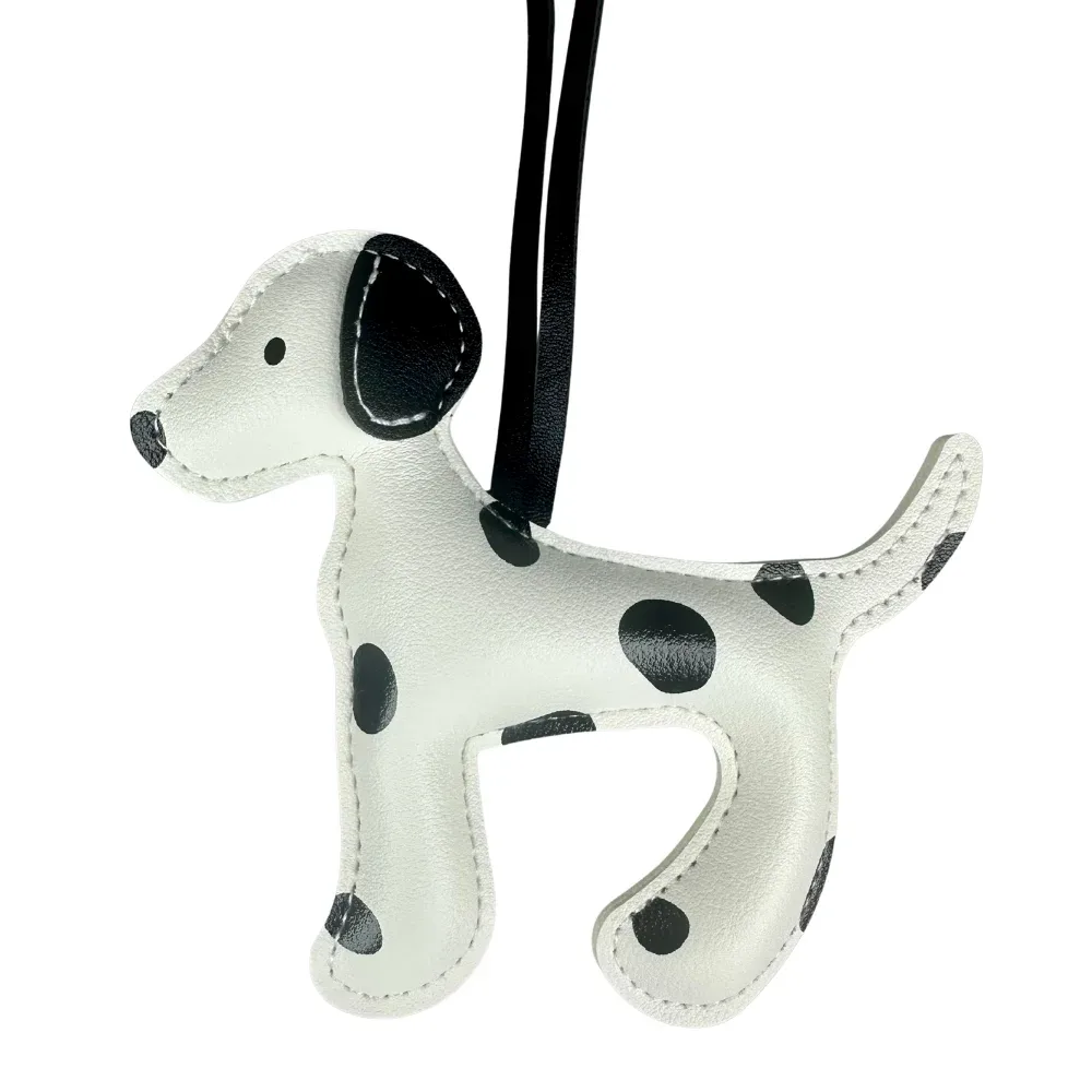 porte-clés en cuir pu dalmatien tacheté, grand breloque pour sac à main, sac à dos, cadeau pour les amoureux des chiens, cuir pu