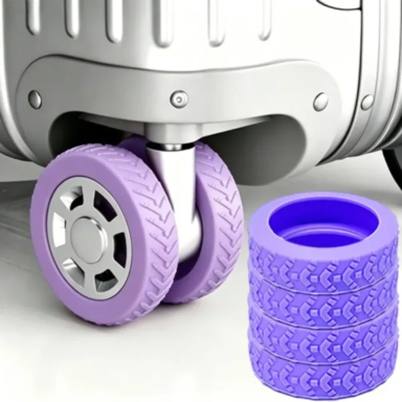 housses de roues de bagages en silicone épaissi, antidérapantes, silencieuses et anti-bruit pour valises et roues de chaises