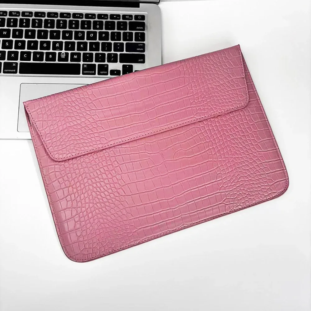 sacoche pour ordinateur portable en cuir pu motif crocodile personnalisable, pour hommes, 13,3/15,4 pouces, avec support intégré, unisexe
