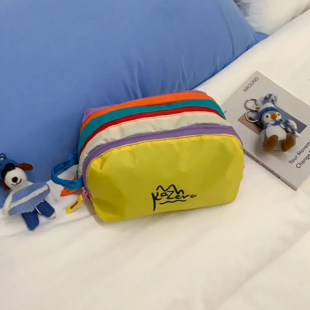 adorable trousse de maquillage multifonctionnelle dopamine, porte-monnaie, trousse de toilette en nylon à fermeture éclair, sac de voyage multi-poches imperméable