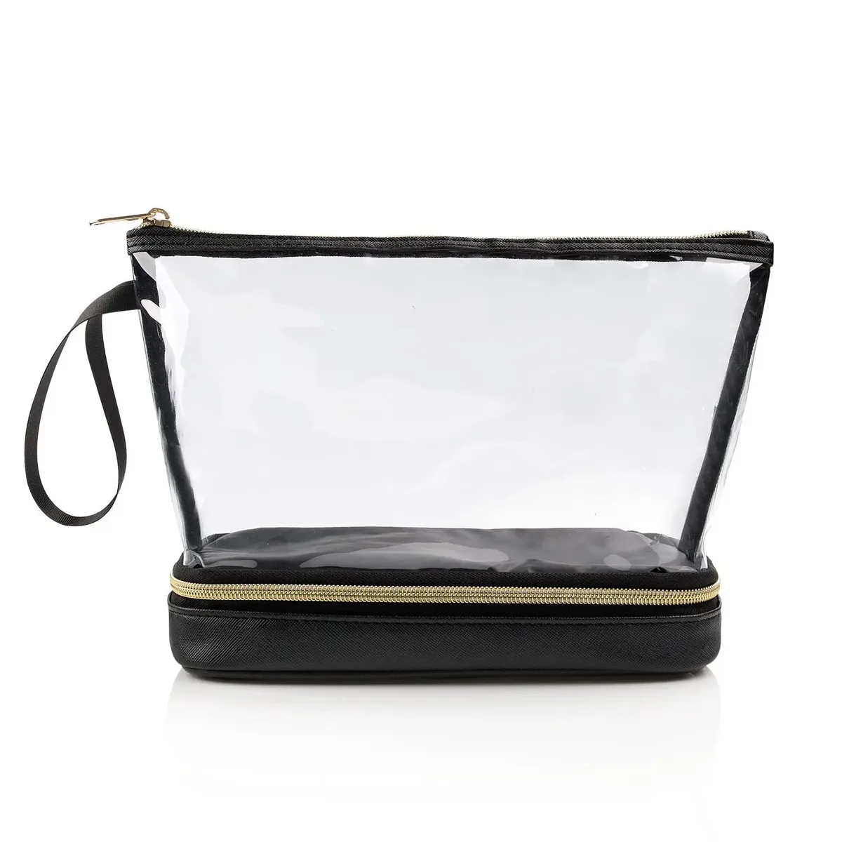 trousse de maquillage transparente multifonctionnelle, double couche, rangement de grande capacité, sac de voyage portable