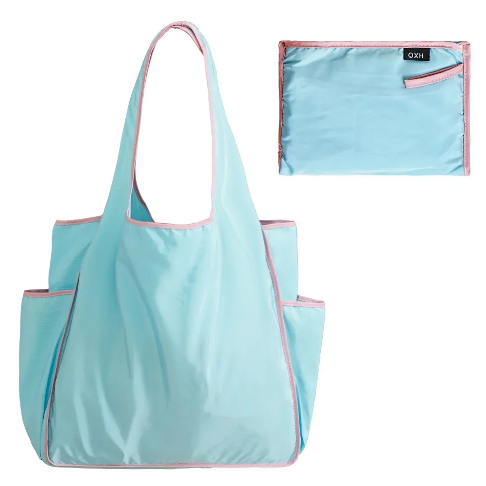 sac de courses portable écologique, sac de rangement de grande capacité, sac à bandoulière étanche, sac de courses pliable pour la plage