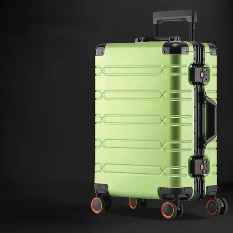 valise de voyage en alliage aluminium-magnésium pour hommes, bagage à roulettes pour affaires, bagage cabine à roulettes.