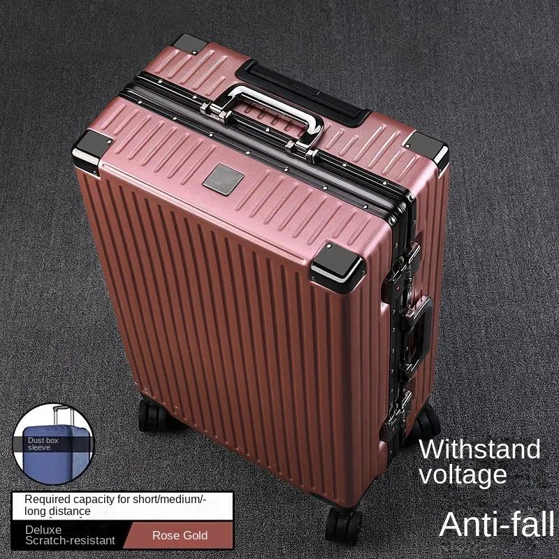 valise à cadre en aluminium, grande capacité, robuste et durable, avec serrure à code, valise cabine en pc renforcé, 20/22/24/26/28 pouces