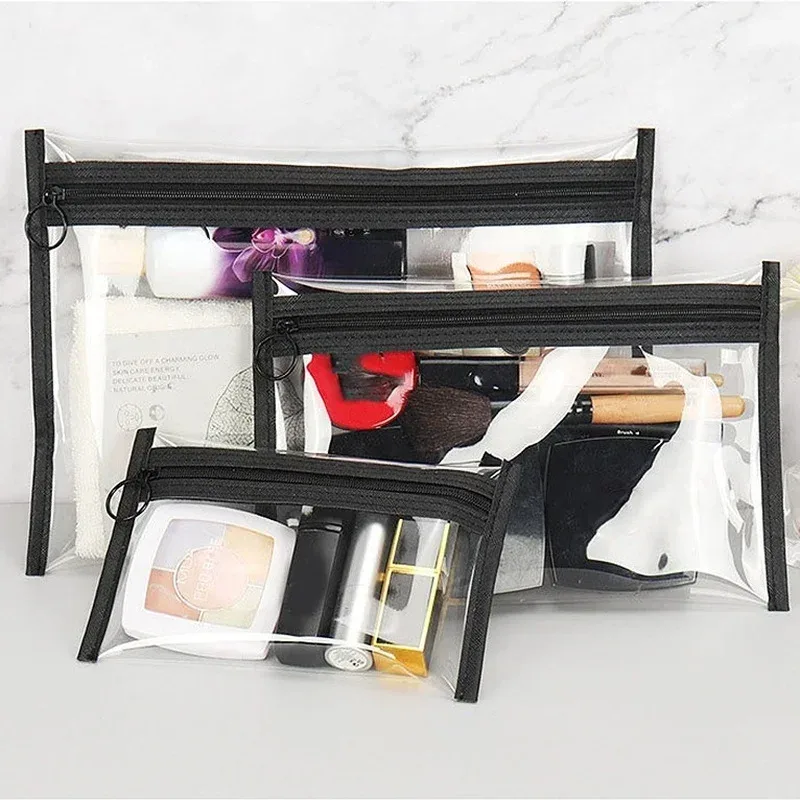 trousse de maquillage transparente en pvc pour femmes, trousses à cosmétiques, trousse de toilette, trousse de