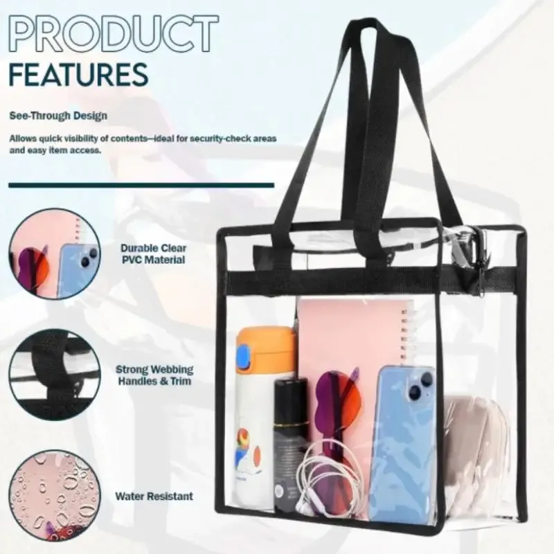 sac fourre-tout transparent imperméable pour femme, nouvelle mode, sac à main transparent, approuvé pour les stades, pour le sport, les voyages et la plage
