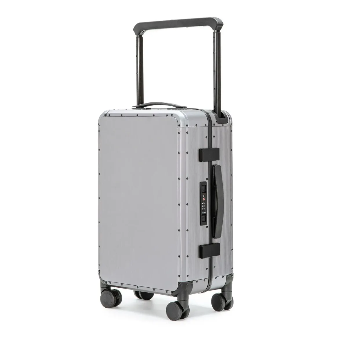 valise de voyage en aluminium avec poignée large, grande taille 24 pouces, valise en métal avec serrure tsa, bagage à main 20 pouces