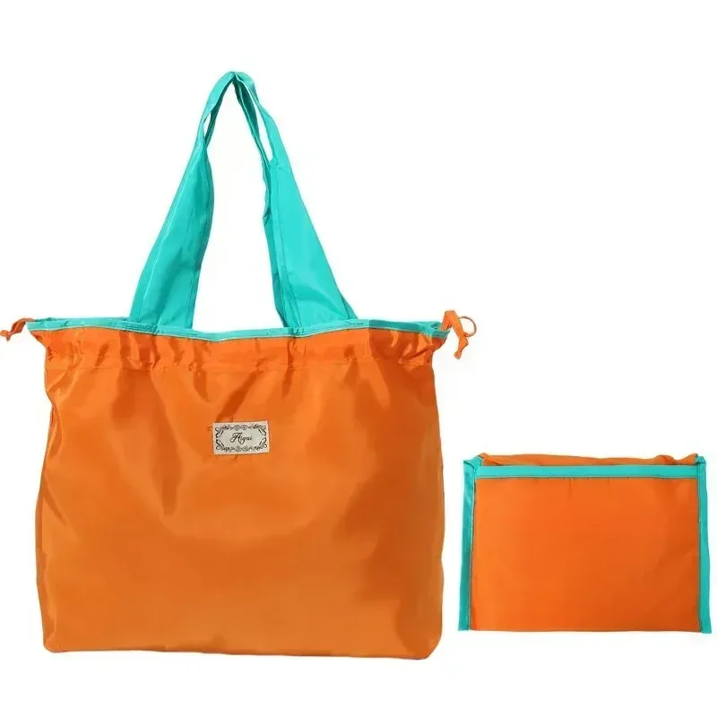 sac de courses réutilisable, sac de rangement écologique pliable de grande capacité avec cordon de serrage, sac à bandoulière de shopping décontracté, 1 paquet