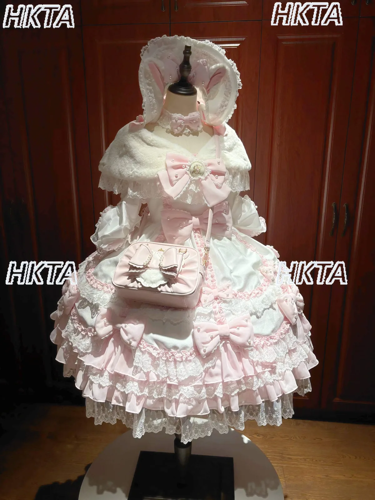 nouvelle mode estivale japonaise : sac à bandoulière oblique lolita vintage, sac à dos mignon en pu avec nœud, perles et motifs d'amour pour femmes