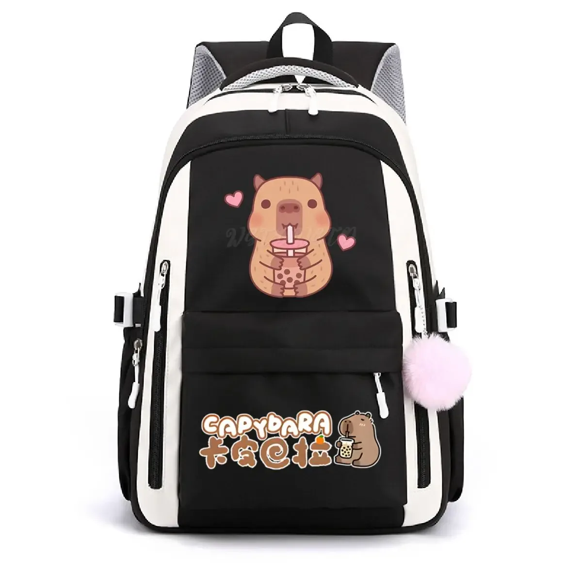 sac à dos d'école pour filles mignon capybara & bubble tea imprimé cartables femmes filles sacs d'école décontractés sac à dos de voyage à la mode