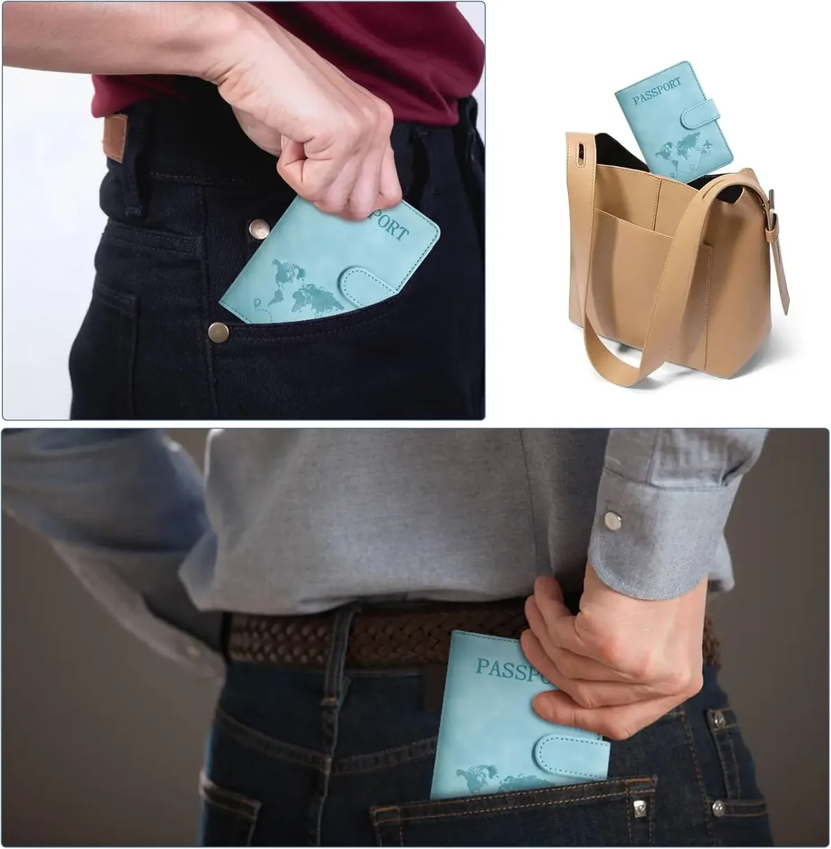 porte-passeport pour homme et femme avec blocage rfid, protège-passeport, organiseur de documents de voyage