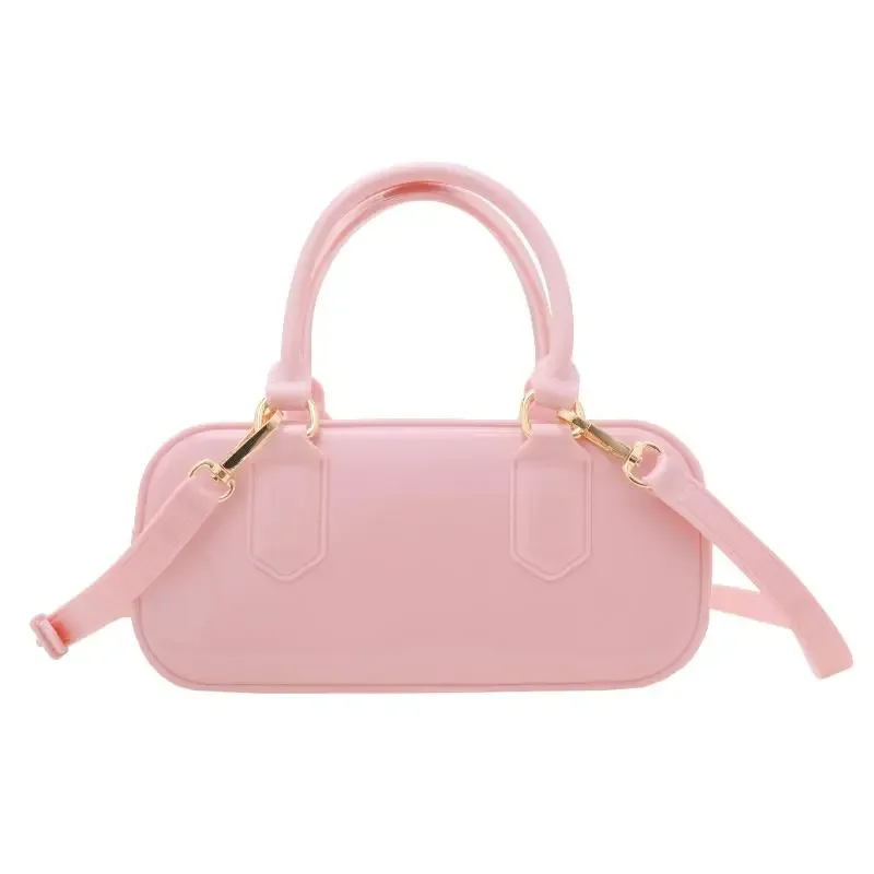 sac à main hobos en gelée de couleur unie, sac à bandoulière décontracté résistant à la saleté, sacoche à bandoulière étanche en pvc, sac de rangement de cosmétiques