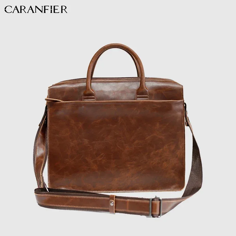 CARANFIER hommes porte-documents voyage sac à bandoulière en cuir PU loisirs grande capacité sacs pour ordinateur portable affaires luxe Crazy Horse sacs à main
